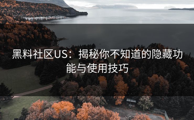 黑料社区US：揭秘你不知道的隐藏功能与使用技巧